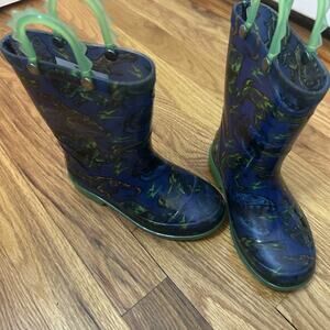 Western Chief T-Rex Lighted Little Kids Rain Boots Sz 10 Blue Dinosaurs